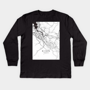 Bilbao Spain City Map white Kids Long Sleeve T-Shirt